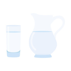 Milk jug and glass of milk. 