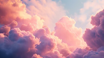 Sunset sky background with tiny clouds. 3d rendering illustration. - obrazy, fototapety, plakaty