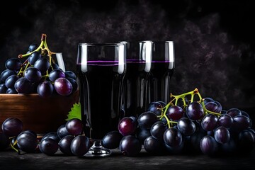 bottle of wine and grapes