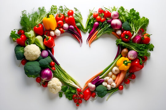 Healthy Eating Concept with Heart-shaped Fresh Vegetables