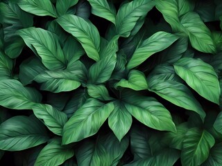 Tropical  dark green leaves background 