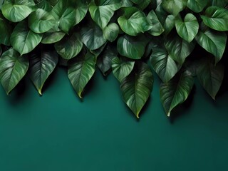 Tropical  dark green leaves background 