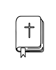 Vector image of a Bible in linear style, on a white background.