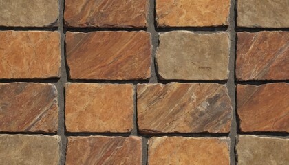 Naklejka premium Slate tile ceramic seamless pattern brick brown stone texture for background