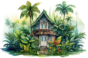 Drawing of a House in the Jungle