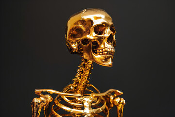 Golden Skeleton in Black Background