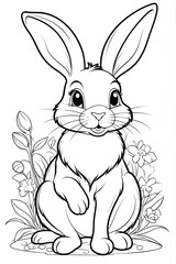 Fototapeta premium Black and white coloring book easter bunny design illustration
