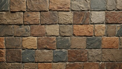 Fototapeta premium Slate tile ceramic seamless pattern brick brown stone texture for background