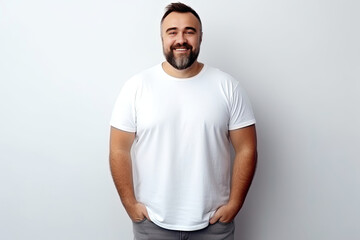 Man With Beard Standing in Front of White Wall