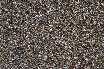 Chia seeds texture. Close up view. Food background. Healthy diet 