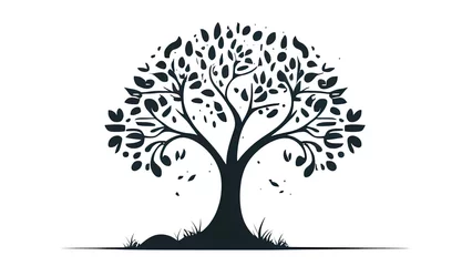 Fototapete Rund Abstract Tree, vibrant tree logo, owl tree logo design illustration isolated on white background © Irina