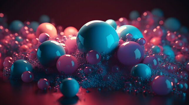 3d image of small colorful balls with a computer background