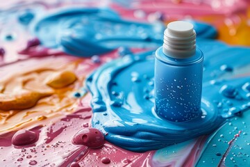 Facial couples massage skin care cream. Skincare treatment products: dermatology lotion, skincare health gel, oil, pipette with face serum and jar jar pot