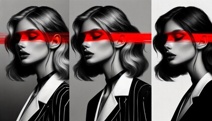A digital illustration of a female paint artwork artistic portrait music cover background 