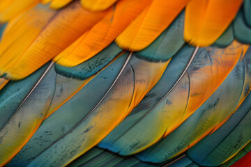 Colorful feathers, bird feathers background texture.