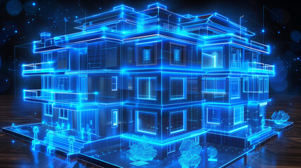 Conceptual architecture: Hologram revealing plans for visionary building project