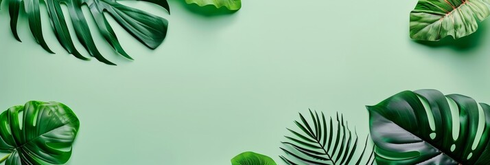 Minimalist botanical showcase with a green podium and lush foliage against a pastel background, ideal for eco-conscious branding