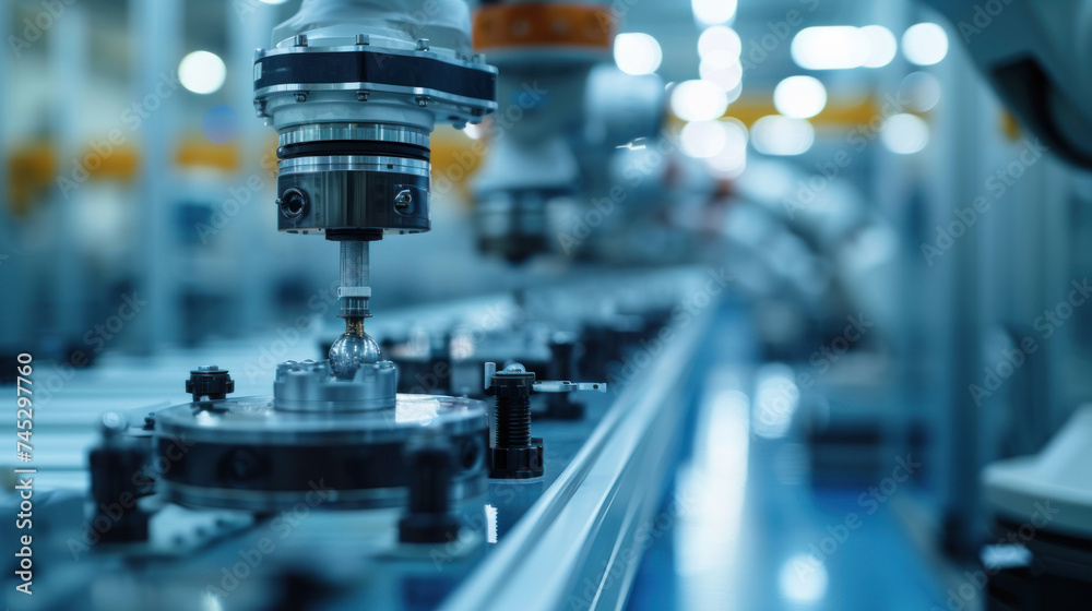 Aufkleber A state-of-the-art robotic arm operates with precision in a high-tech manufacturing environment, epitomizing modern industrial automation