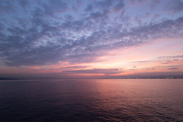 Sunrise over İzmit Gulf and Orhan Gazi Bridge