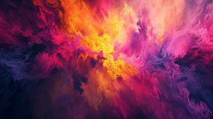 Vibrant bursts of color colliding in an explosive dance, creating a mesmerizing abstract tapestry.