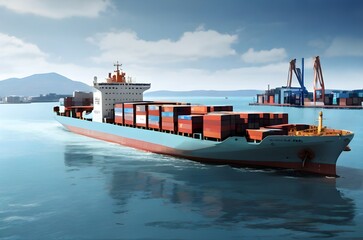 container ship in the port.generative ai