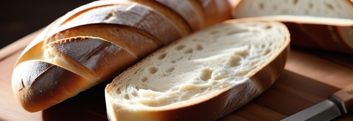 slide multi grain sourdough bread and sliced Baguette with Whole Wheat Flour