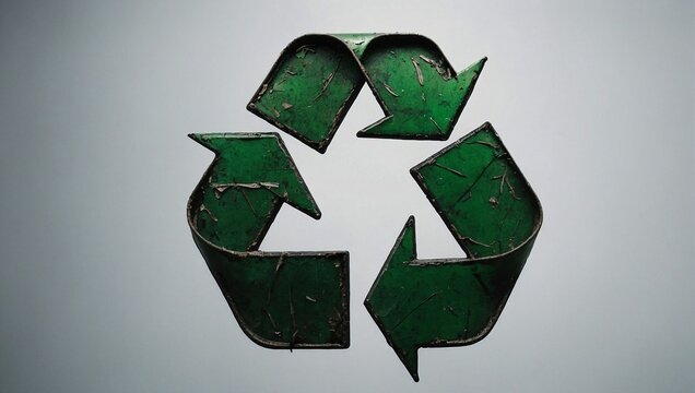 Closeup minimal recycle sign. Ecology and environmental protection concept. Recycling dangerous materials idea. Copy space.