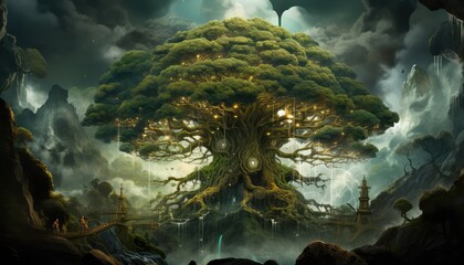 Digital art of the Tree of Life. oil painting