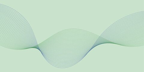 Abstract background with waves for banner. Medium banner size. Vector background with lines. Blue and green gradient. Interior. Brochure, booklet	