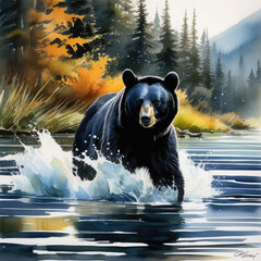 bear in the water