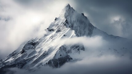 Fototapeta na wymiar Snow covered peak and a majestic view