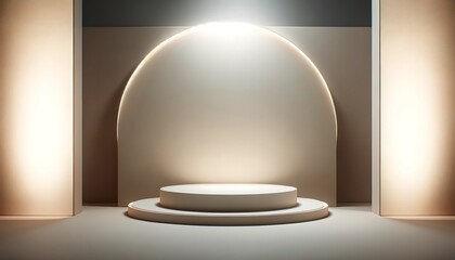 Podium design, minimalist aesthetic, smooth textures, subtle lighting. 3d stage for product display. an abstract platform for product presentation. podium for advertising. Empty pedestal 3D model