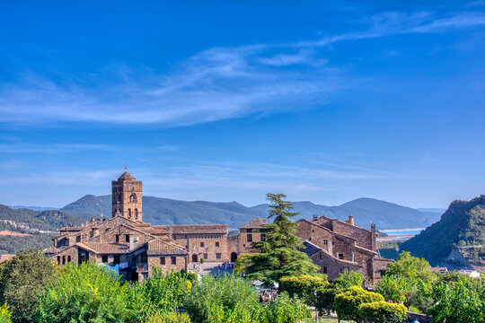 View of the town of Ainsa, Huesca, one of the most beautiful towns in Spain.