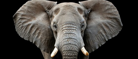 a close up of an elephant's face with tusks and tusks on it's ears.