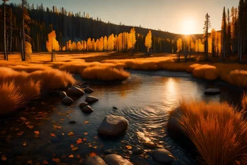 Fototapeten Autumn landscape in Yellowstone © MSohail