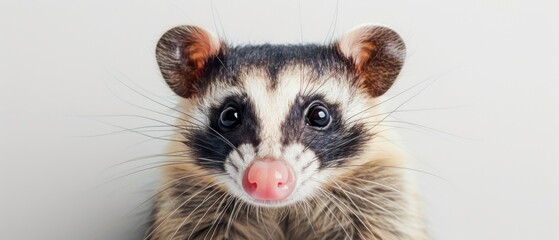 a close up of a small animal with a tongue sticking out of it's mouth and a white wall in the background.