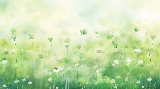 a free green grass background set with four af clover flower