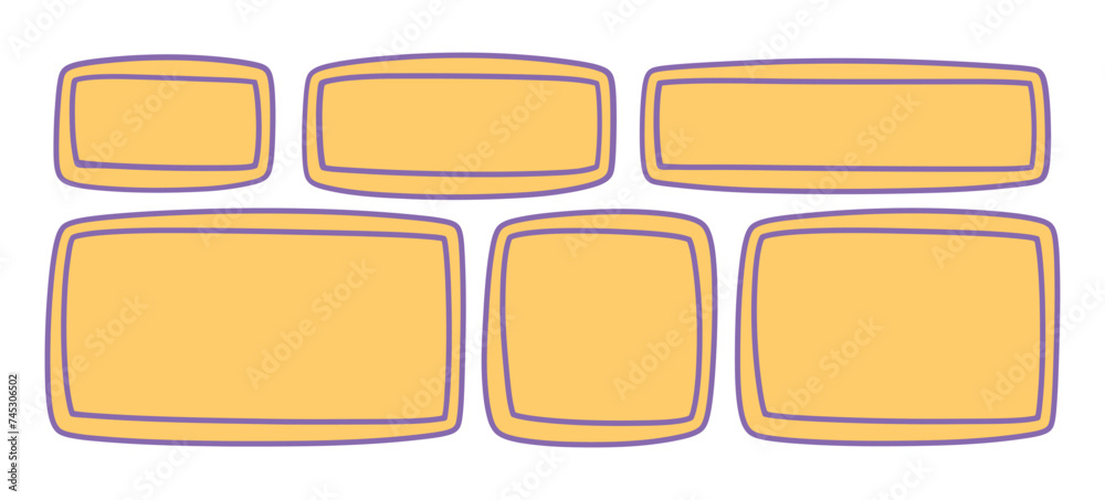 Wall mural a set of hand drawn doodle blank text frames. colored text box. empty speech bubbles on transparent 