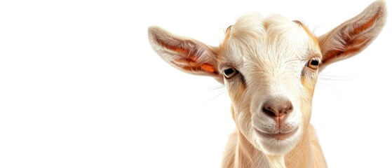 a close up of a goat's face looking at the camera with a serious look on it's face.