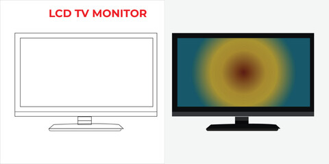 vector illustration set, LCD television
