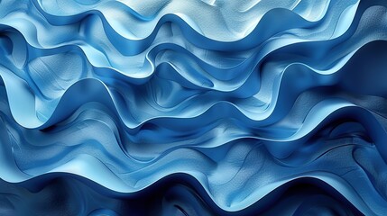 Obraz premium Three-dimensional rendering of a blue wavy pattern