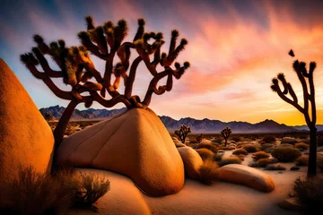 Poster Sunrise at Joshua Tree National Sunset on the desert landscape in Joshua Tree National Park © MSohail