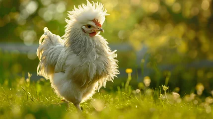 Fotobehang A chicken but instead of feathers it has a fur © Data