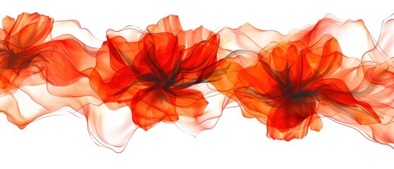 a group of red and white flowers on top of a white sheet of paper with red and orange flowers on top of it.