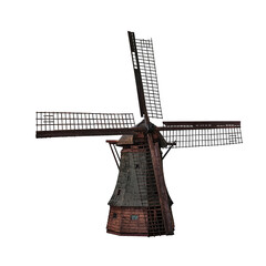 old wooden dutch windmill isolated png