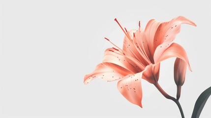 Beautiful flower isolated on pastel background with copy space for text.