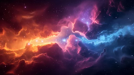 Poster Incredibly beautiful galaxy in outer space. Nebula night starry sky in rainbow colors. Multicolor outer space. Elements of this image furnished by NASA. © Muhammad
