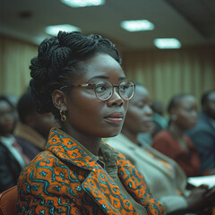 African woman at a conference