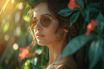 A mysterious image featuring vibrant greenery partially hiding a faceless human figure