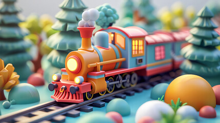A cute little matte isometric toy train Let light
